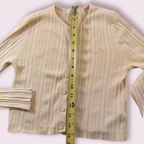 (3/$15)  Garage Courtney Ribbed Cardigan Yellow - Picture 2 of 8